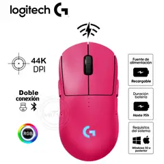 LOGITECH - Mouse G Pro Ligthspeed Wireless Hero 2 44K Lightforce/Lightsync RGB Magenta
