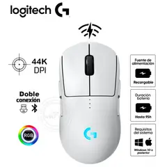 LOGITECH - Mouse G Pro Ligthspeed Wireless Hero 2 44K Lightforce/Lightsync RGB Blanco