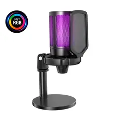 KREED - Micrófono de escritorio AuroraCast Soft RGB