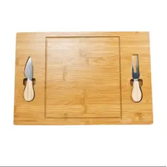 GENERICO - Tabla para Quesos de Bambú con Cuchillo Curvo y Punta