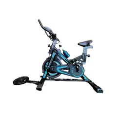 GENERICO - BICICLETA SPINNING DE 12 KG AZUL MAS ACCESORIOS