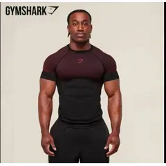 GENERICO - Gymshark Onyx V5 Polo Deportivo NegroRojo Edición Limitada Fit Atlético