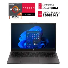 HP - LAPTOP AMD RYZEN 3 7320U RAM 8GB SSD 256GB PANTALLA 15.6” HD