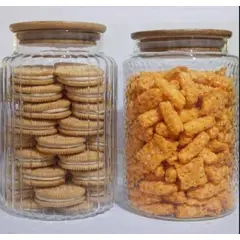 GENERICO - Pack x 2 Frascos Organizadores con Tapa de Bambu