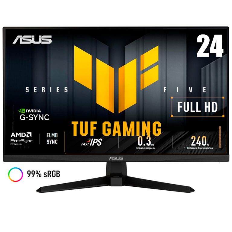 Monitor TUF Gaming VG249QM5A 238” Fast IPS FHD 240Hz 03ms G-SYNC FreeSync Negro