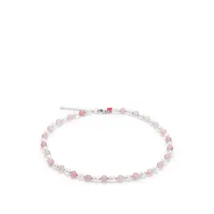 HUGO BOSS - Collar ajustable con perlas naturales y piedras rosas.