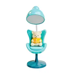 GENERICO - Lámpara de Oso leyendo en su silla Inalámbrico LED Nocturna - Celeste