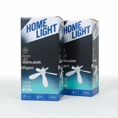 HOME LIGHT - Pack 2 Foco Ventilador 24W 3 Colores de luz 57cm c/ control