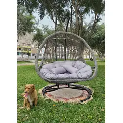 GENERICO - Silla Jardín Colgante De Ratán Para Exteriores Doble