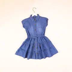 DANUS - Vestido manga corta pita ajustable para niñas DEMIN