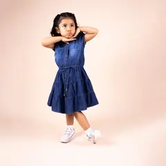 DANUS - Vestido manga corta pita ajustable para niñas DEMIN
