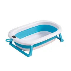 GENERICO - Tina Infantil Plegable con Termometro - Bañera para Bebe Color Celeste