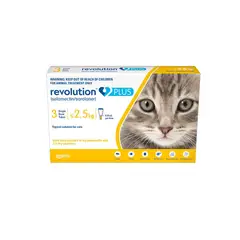 REVOLUTION - ANTIPARASITARIO PLUS 0.25 ML X 3 PIPETAS - GATOS DE HASTA 2.5 KG - AMARILLO