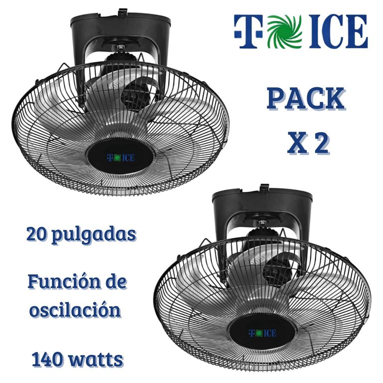Pack 02 Ventiladores de Techo Orbital T-ICE 20" 03 Velocidades Potente Motor