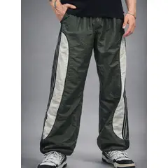 ENKI - Pantalón Power Track Oversized Tela Mojada Verde Hombre