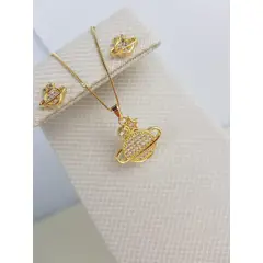 GENERICO - JUEGO DE COLLAR Y ARETES SATURNO