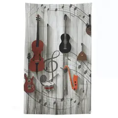 GENERICO - Sábana para cama de 1 plaza y media de temática música