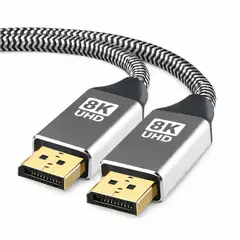 GENERICO - Cable DisplayPort a DisplayPort 1.4 - 8K 60Hz / 4K 144Hz - 2 Metros Trenzado Gaming