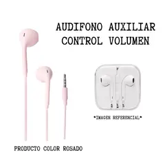 GENERICO - AUDIFONO CABLE AUXILIAR CON CONTROL VOLUMEN ROSADO