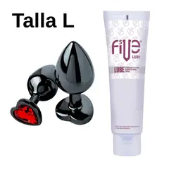 DR PINKY - Plug L Dilatador Anal Consolador Rojo + Lubricante Five 120ml