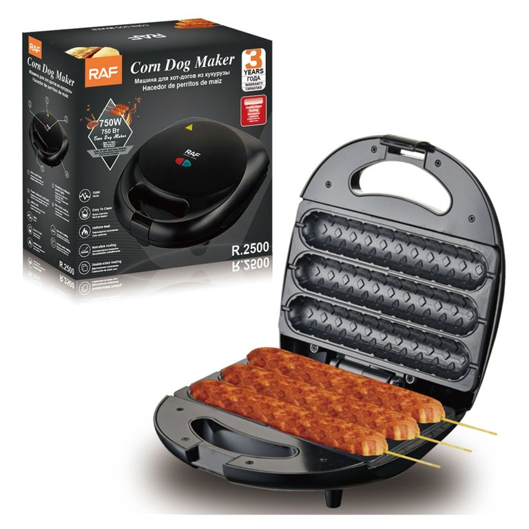 Máquina Electrica RAF 750W Parrilla Para Yoguis Hot Dogs Y Chorizo Placas Antiadherentes