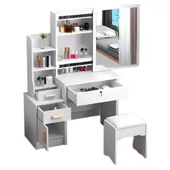 GENERICO - Tocador Armado de 4 Cajones con Sillón Premium Blanco