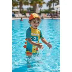 GENERICO - Ropa de Baño para Niño UV Dinosaurio Amarillo de 1 Año para 6 Años