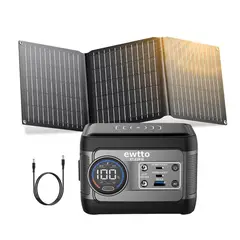 EWTTO - Estación de Energía Portátil 100W con Panel Solar Monocristalino y Salida 220V