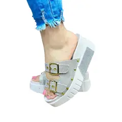 GENERICO - Zandalia mujer brillo dorado