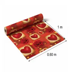 GENERICO - PAPEL DE REGALO 0.60 MT X 100 MT CORAZON