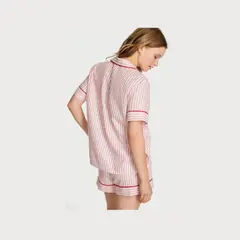 VICTORIA'S SECRET - CONJUNTO DE PIJAMA CORTO DE FRANELA VICTORIAS SECRET ROSADO TALLA XS