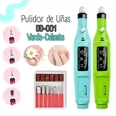 GENERICO - Pulidor Eléctrico para Uñas - Manicura Pedicura VERDE-CELESTE