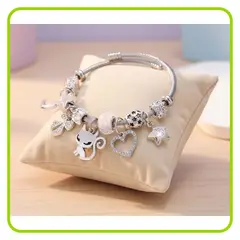 GENERICO - Pulsera Charms de Gato Corazon y Estrellas