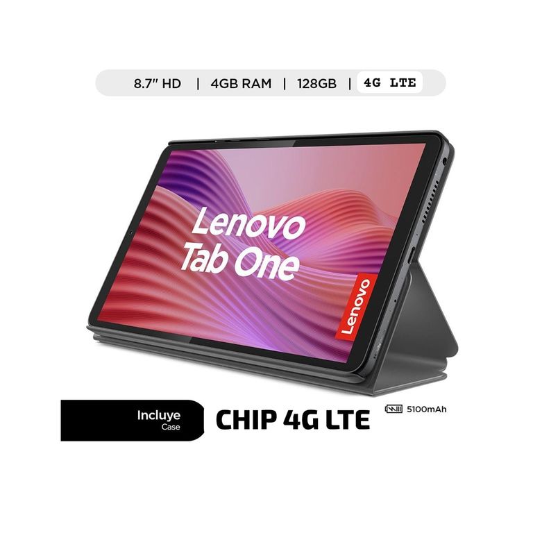 Tablet TB305XU Tab One + Folio Case 8.7 HD 4G LTE 4GB, 128GB Luna Gris