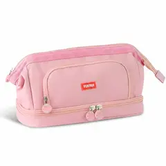 GENERICO - Cartuchera neceser Angoo 3 compartimientos rosado