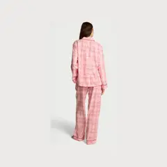 VICTORIA'S SECRET - CONJUNTO DE PIJAMA LARGO DE FRANELA ROSADO TALLA XS