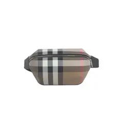 BURBERRY - Bolso de cinturón Jeff a cuadros en marrón taupe 80845551