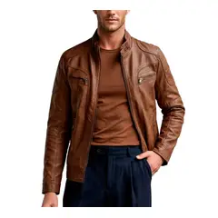 GENERICO - Casaca de Cuero Importado para Hombre Diseño Premium Atemporal