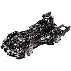 GENERICO - Auto Deportivo Armable V12 Negro con Control Remoto y Luz Led