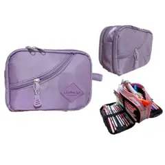 GENERICO - CARTUCHERA ORGANIZADORA EXPANDIBLE 3 COMPARTIMENTOS - uva