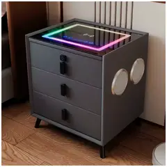 GENERICO - Mesa de noche smart de 3 cajones negro