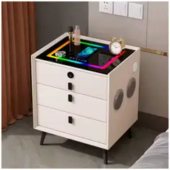 GENERICO - Mesa de noche smart de 3 cajones blanco