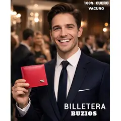 BUZIOS - BILLETERA PARA CABALLERO DE CUERO GENUINO GUINDA PREMIUM