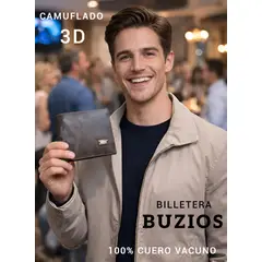 BUZIOS - BILLETERA PARA CABALLERO DE CUERO GENUINO MARRÓN 3D PREMIUM
