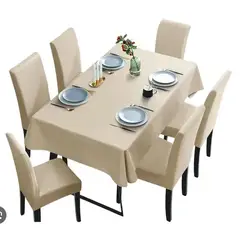 GENERICO - Juego de Mantel + 6 Forro de Sillas Color Beige