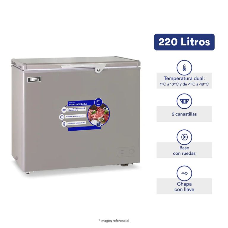 Congelador 220L con Tina de Acero Inoxidable TFI-2200DG