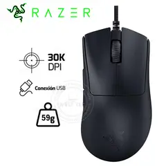 RAZER - Mouse Deathadder V3 30K DPI Hyperpolling 8000Hz Switch Optico 90M Negro