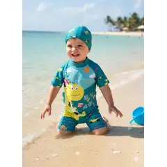 GENERICO - Ropa de Baño para Niño UV Dinosaurio Turquesa de 1 Año para 6 Años