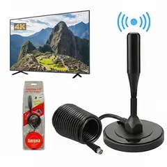 GENERICO - Antena TV Digital HD Potenciada Base Magnética y Cable de 5M