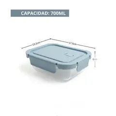 GENERICO - Taper De Vidrio Hermético 700ml Celeste